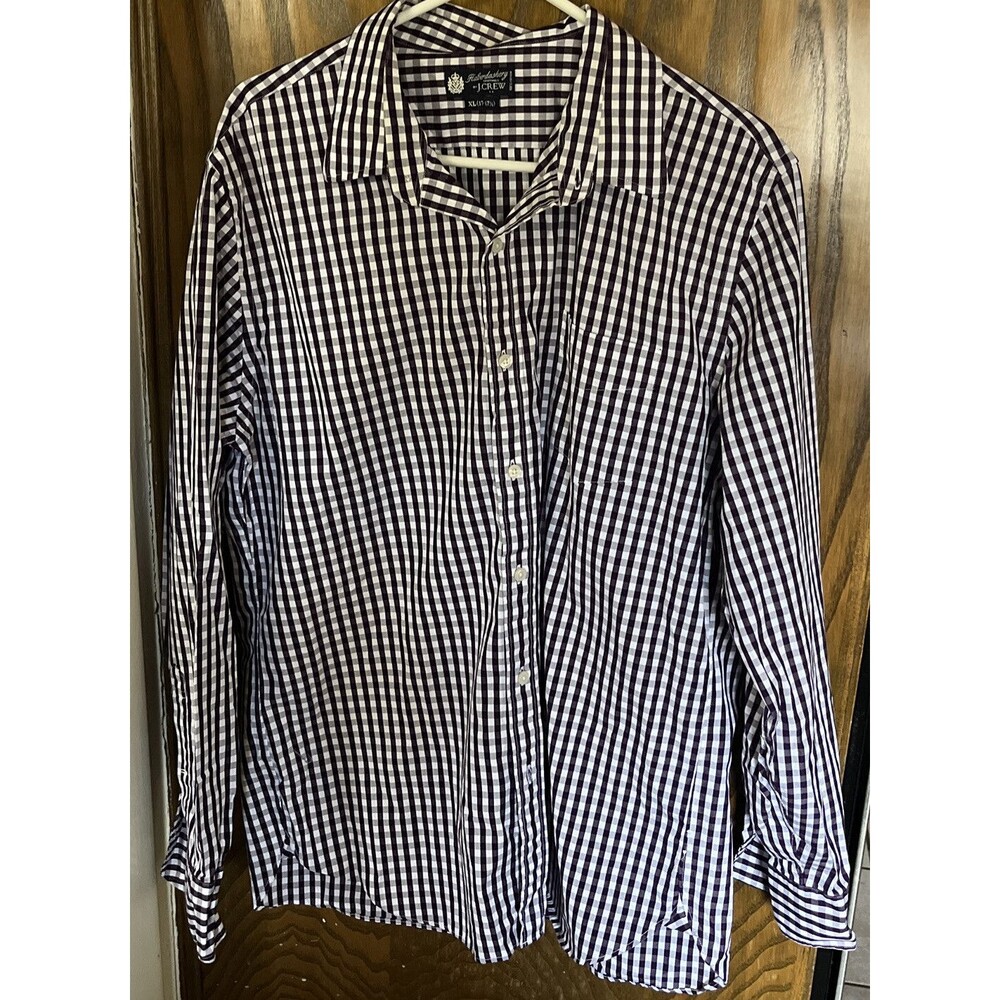 J. Crew Haberdashery Shirthings Men’s Button Down Shirt Purple/white Gingham XL